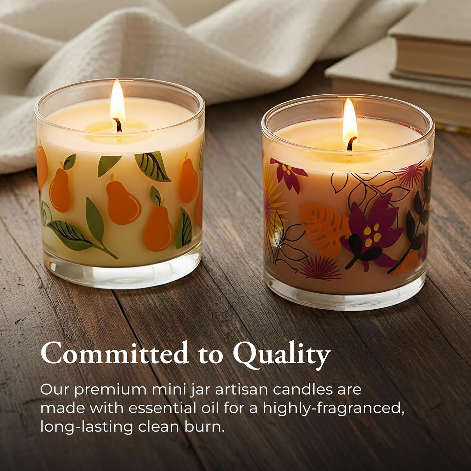 PartyLite Freshly Baked Fall Mini Jar Pair, Almond Pear Tart & Banana Walnut Bread, 35–45 Hour Burn Time Each, Decorative Glass Jar Candles, Sweet & Cozy Autumn Fragrances, Great for Gifting