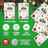 Tree Christmas Party Game Scratch Off, Find The Tree Easy To Play Silly Games, Fun Idea, Ice Breaker Activity. Raffle Cards, Set Of 40 Cards, Merry Christmas. Made In Usa