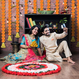 10 Pcs Marigold Garland For Diwali Decoration Pooja Decoration Items Indian 5 Feet Long Artificial Marigold Flowers For Pooj Dia De Los Muertos Varalakshmi Day Of The Dead(Orange)