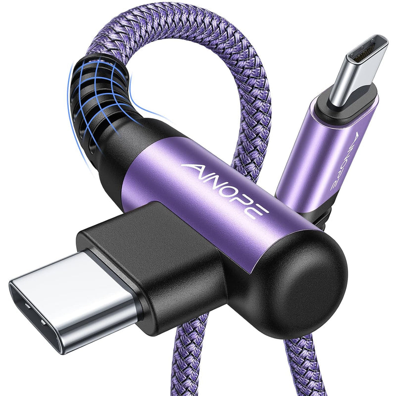 Usb C Cable To Usb C 60W 3.1A, [2-Pack 6.6Ft] Type C To Type C Cable Right Ang