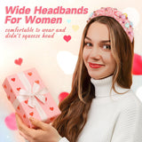 6 Pieces Valentine Headband For Women Heart Knotted Headband Wide Top Pearl Love Hairband For Valentine Holiday Hair Accessories Gifts (Red,Pink)