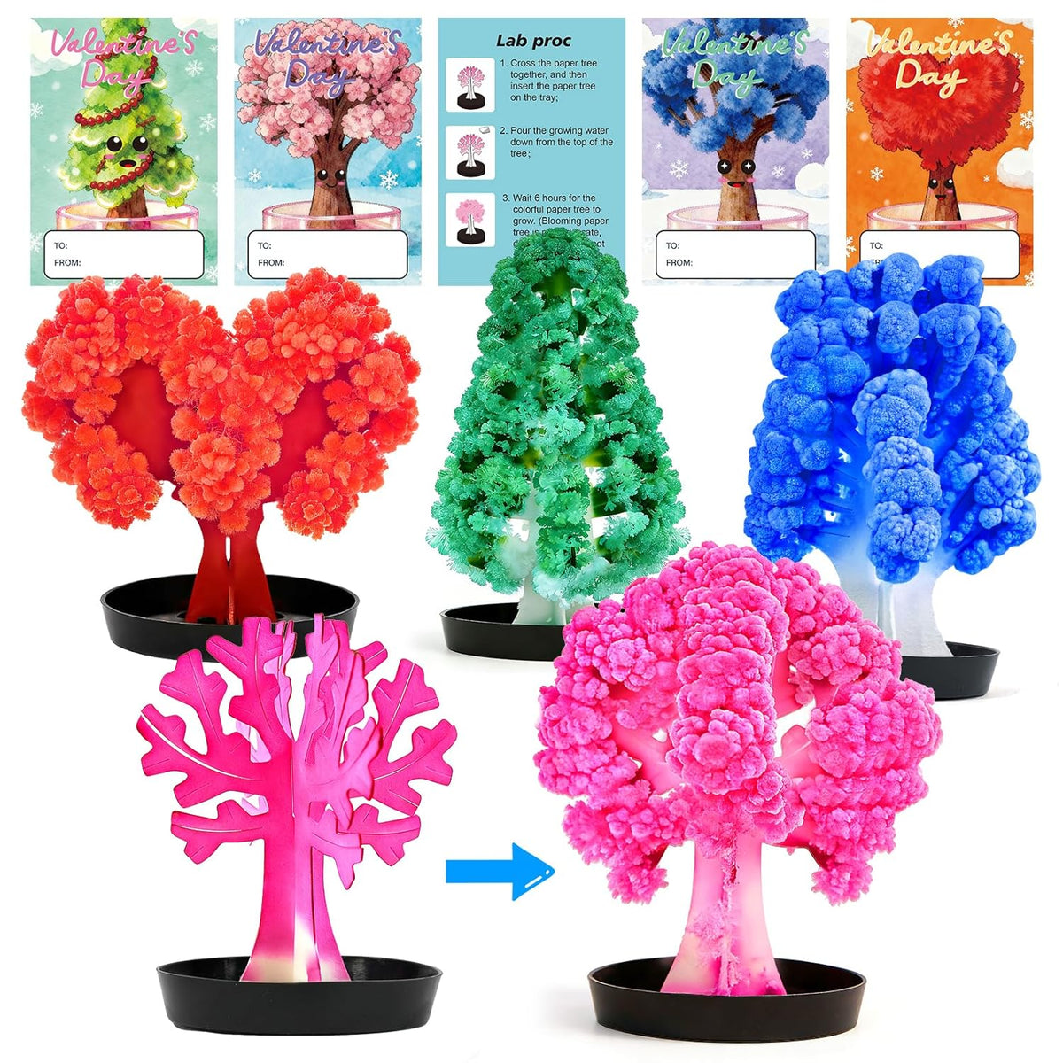 24 Pack Valentine’S Day Growing Trees Kit With Greeting Cards For Kids Stem Science Experiment Craft Party Favors School Classroom Gifts Exchange Goodie Bags For Boys And Girls
