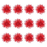 12-Pack Chiffon Flowers 1.97 X 1.97 Inch Mesh Fabric Flowers Full Chiffon Flowers Hair Clips Flower For Home Decor/Wedding/Headbands/Diy/Party/Garden [Bright Red]