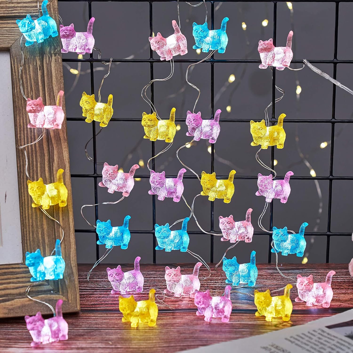 Bartlett Kitty Cat Decorative Lights For Bedroom Cute Animal Outdoor String Lights 30 Led 10Ft Battery Operated Cat Gift