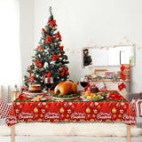 Merry Christmas Tablecloth, 2 Pack Plastic Red Disposable Rectangle Santa Claus Snowman Xmas Table Cloth Cover For Winter Christmas Party Decorations, 54 X 108 Inch