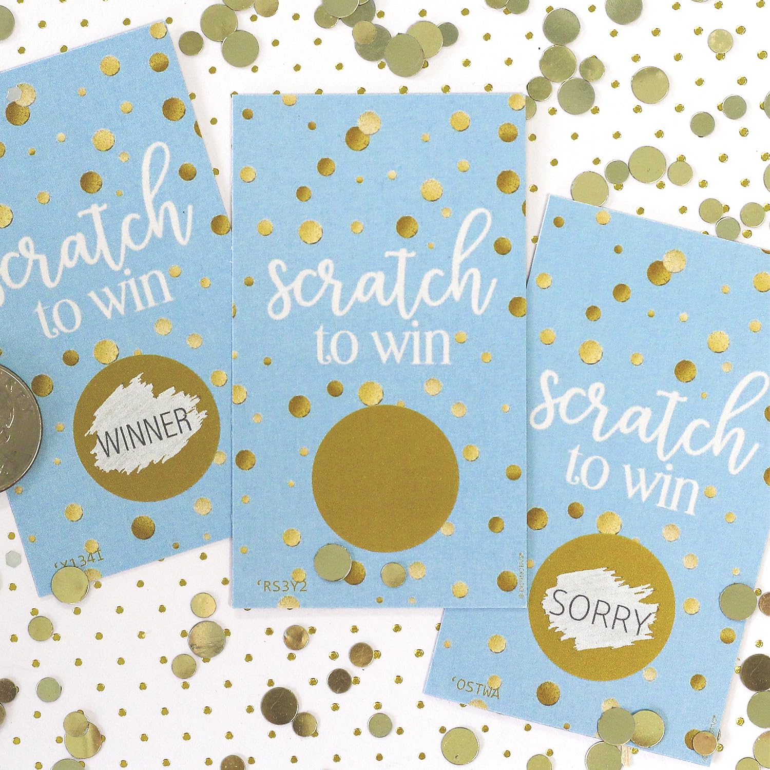Gold And Blue Scratch Off Game - Bridal Shower, Wedding, Birthday Party, Boy Baby Shower - 28 Cards