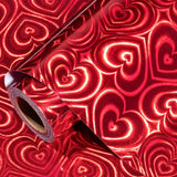 Red Holographic Heart Wrapping Paper Roll, Shiny Heart Metallic Foil For Valentines, Christmas, Wedding, Anniversary, Birthday & New Year Celebrations, Mini Roll 17 In X 32.8 Ft