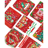Christmas Gift Bags Set Of 8 - White Bags With Skibobs Design(8Pcs With Different Patterns, 24Pcs Tissue Paper Included, Medium Size 4.3"X 7.7"X 9.6")
