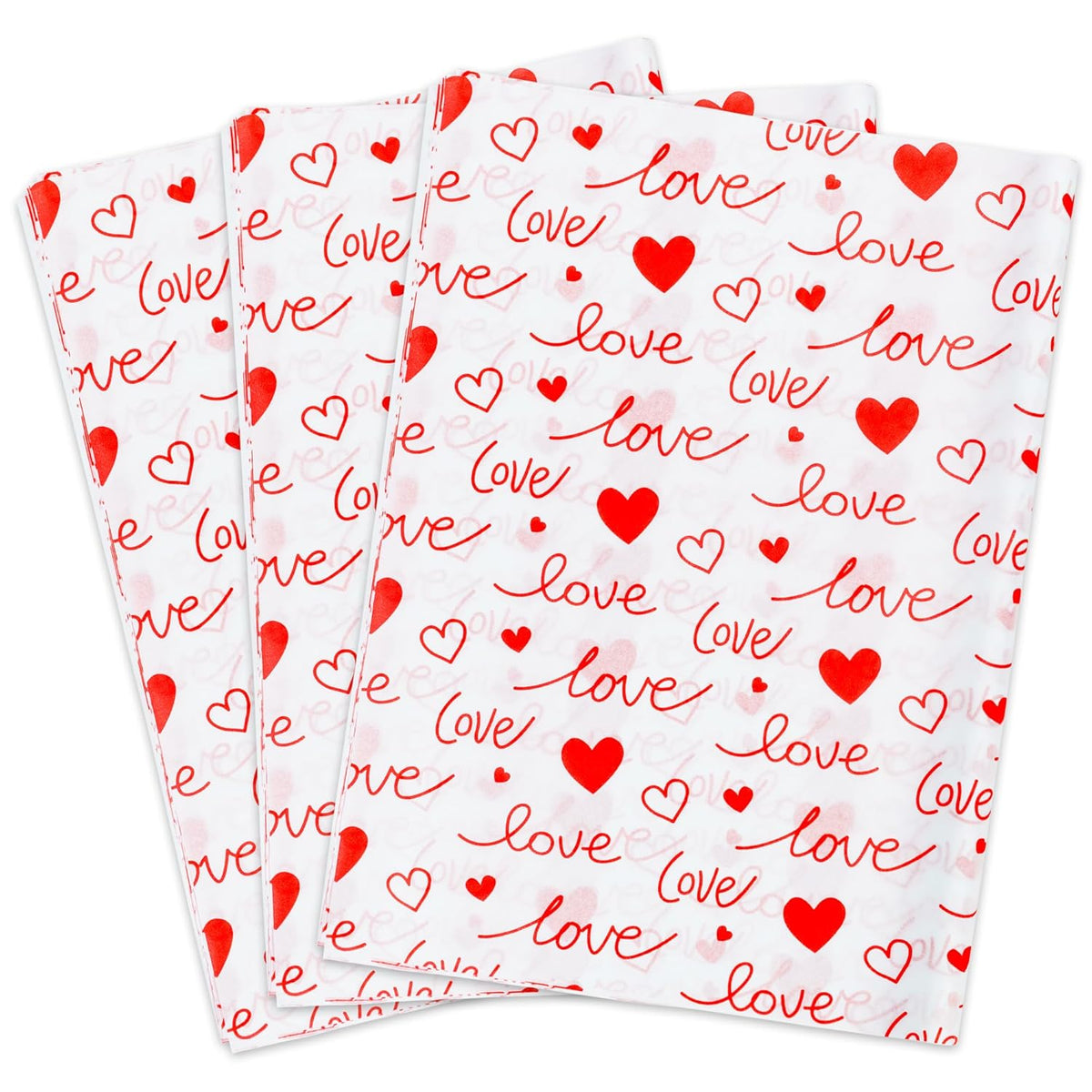 60 Sheets Red Love Tissue Paper Bulk,14" X 20",White With Red Love Heart Design Tissue Paper For Gift Bags, Birthday,Valentine'S,Mother'S Day,Weddings