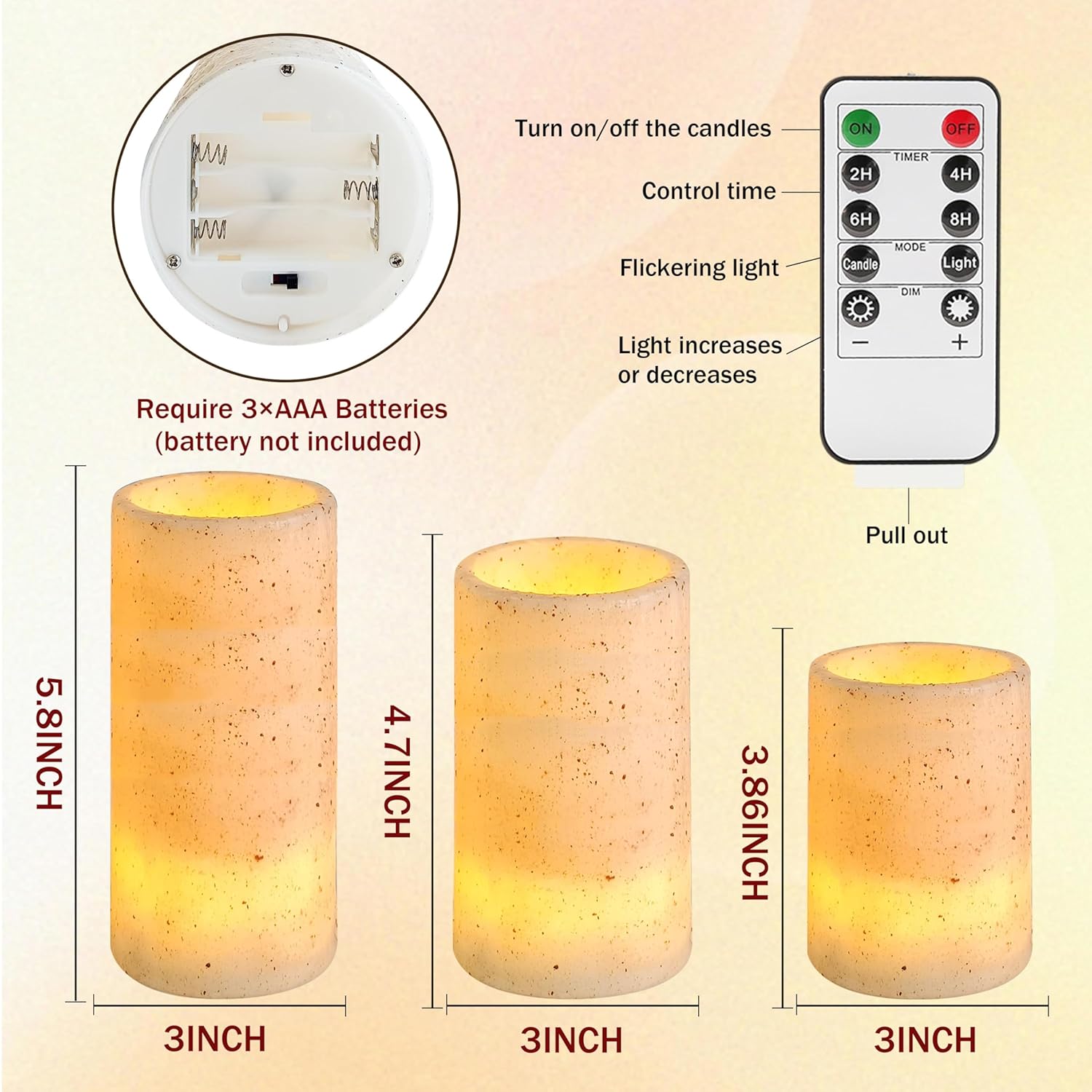 Led Candles,Battery Operated 10-Key Timer Remote