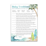 Beach Surf Theme Baby Shower Games — Baby Traditions Around The World Game — Pack Of 25, Outdoors Surfing Baby On Board, Fun Facts Shower Activity, Gender Neutral Co-Ed Couples Shower G940-Btw