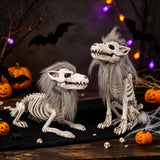 Set of 2 Halloween Skeleton Animals Wolf Skeletons Decor