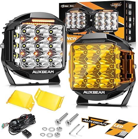 7 Inch LED Pod Light V MAX Series 228W Off Road Driving Cube Lights with Amber DRL Side Shooter Combo Beam