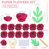 3D Rolled Roses Paper Flowers Decorations For Custom Shadow Box Frame, Graduation Cap, Mini Artificial Crafts Diy Gift Décor For Mother Day (18 Pieces, Rose Red)