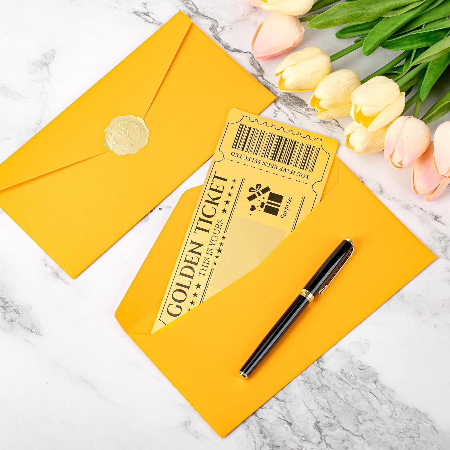 12 Sets Golden Ticket Custom Scratch Off Cards With Envelope And Stickers Surprise Gift Certificates For Birthday Concert Wedding Movie Vouchers Raffle Coupons