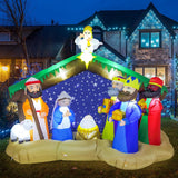 8 Ft Christmas Inflatables Nativity Scene Outdoor Decorations, Christmas Blow Up Yard Decorations Nativity Sets For Gard