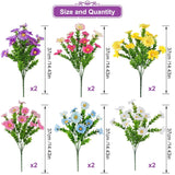 12 Bundles Artificial Fake Flowers For Outdoor Decoration,Uv Resistant Faux Plastic Fabric Greenery Shrubs Plants Fake Flowers Hanging Planter Kitchen Home Wedding Office Garden