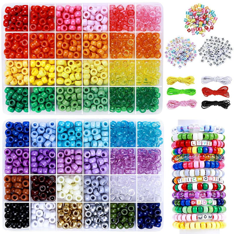 1602Pcs Pony Beads, 48 Colors Beads For Bracelets Making Kit 2 Boxes K