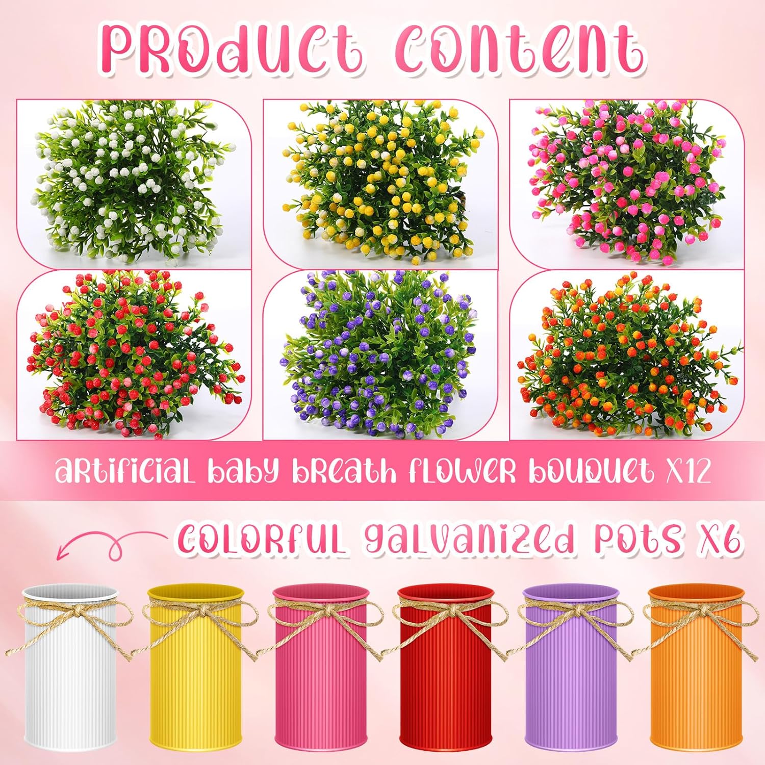 6 Sets Summer Spring Table Centerpieces Decoration Artificial Milan Flower Bouquet With Metal Pot Farmhouse Floral Centerpiece Summer Decoration For Home Dining Room Bathroom Office Party Decor
