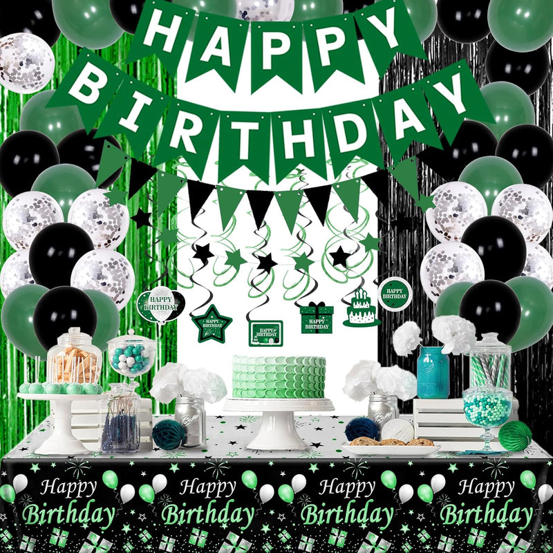 Green And Black Party Decorations For Men Women, Green Birthday Decora