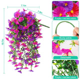 4Pcs Artificial Morning Glory Vines Spring Summer Hanging Flowers For Outdoor With Eucalyptus Leaf, Silk Flowers For Outside Home Garden Patio Decor