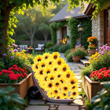 100Pcs Yellow Artificial Mini Fake Sunflower Cute Flower Decorative Fabric Flowers Craft Floral Embellishments For Wedding Wreaths Artificial Flowers Hair Accessories