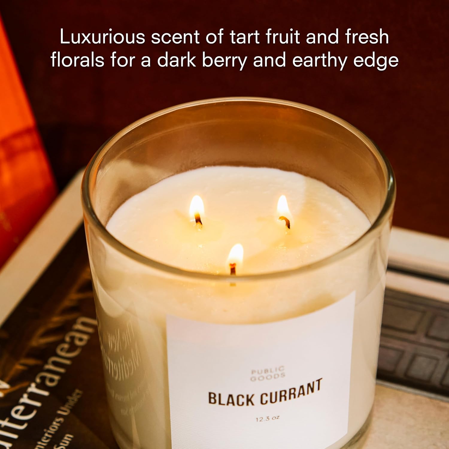 Scented Soy Candle For Women & Men | Large 3 Wick Glass Candle | Long Lasting & Non Toxic | Made With Natural Soy Wax & Organic Essential Oils | Gift Box | 12.3Oz Jar | Black Currant