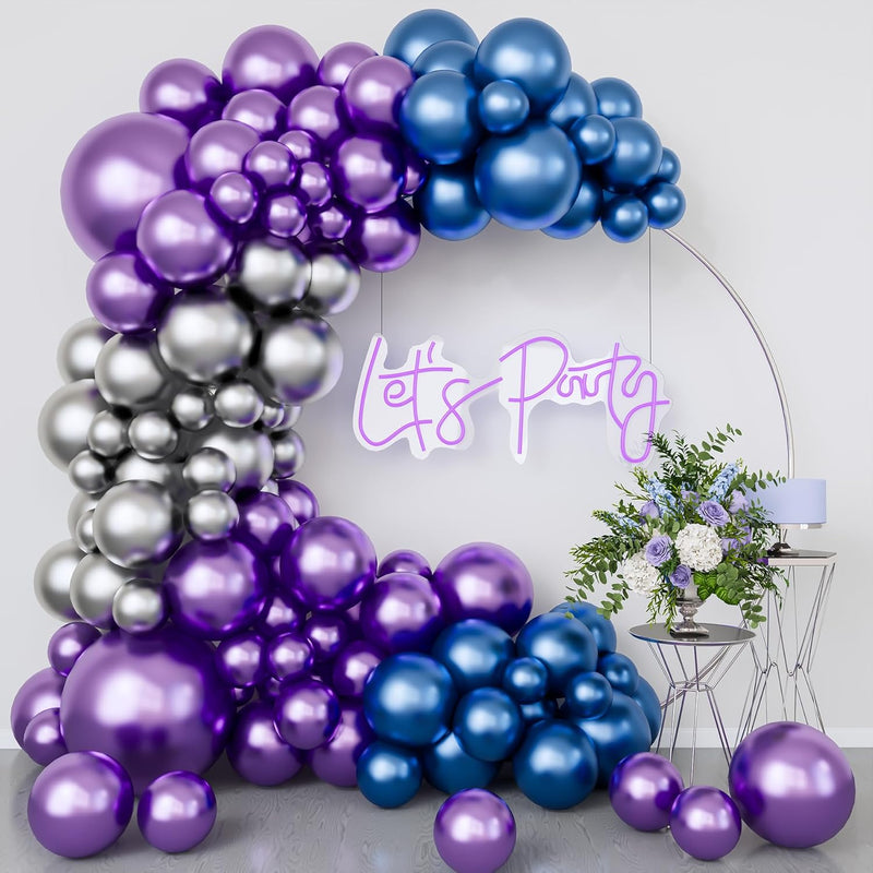 Metallic Purple And Blue Balloon Arch Garland Kit-Metallic Blue Balloo