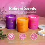 Floral Scented Gift Set For Women, 3×10Oz Soy Wax Aromatherapy Candles, Non Toxic, Long Lasting, Luxury Decor For Home, Bedroom, Bathroom, Spa, Relaxation & Gifting