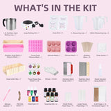Deluxe Soap Making Kit With Exclusive Stamp & Removable Melter–40+Pcs Diy Supplies For Adults, Easy-Clean Pot, Shea Butter & Clear Bases, Essential Oils, Molds, Dyes. Full Set For Beginners