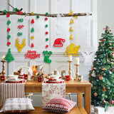 Glitter Christmas Hanging Banner Garland Decorations - Reindeer, Santa Hat, Stocking, Tree, Santa Claus And More - Indoor/Outdoor Party Supplies For Birthday, Home, Office, Classroom