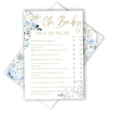 Baby In Bloom Baby Shower Games For Boy Girl, Spring Blue Floral Gender Neutral Party Decorations Favors Ideas, True Or False Game, 25 Pcs-C01