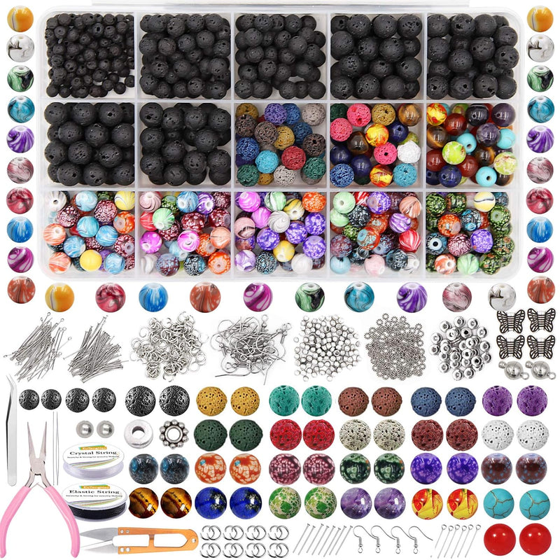 846Pcs Lava Stone Beads Rock Loose Beads Cloisonne Beads Kit With Ink