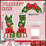 Christmas Door Cover Merry Christmas Wreath Porch Banner Holiday Front Door Banners Wreath Bow Ornament Garland Holiday Display Backdrops For Photography Xmas New Year Holiday Party Supplies