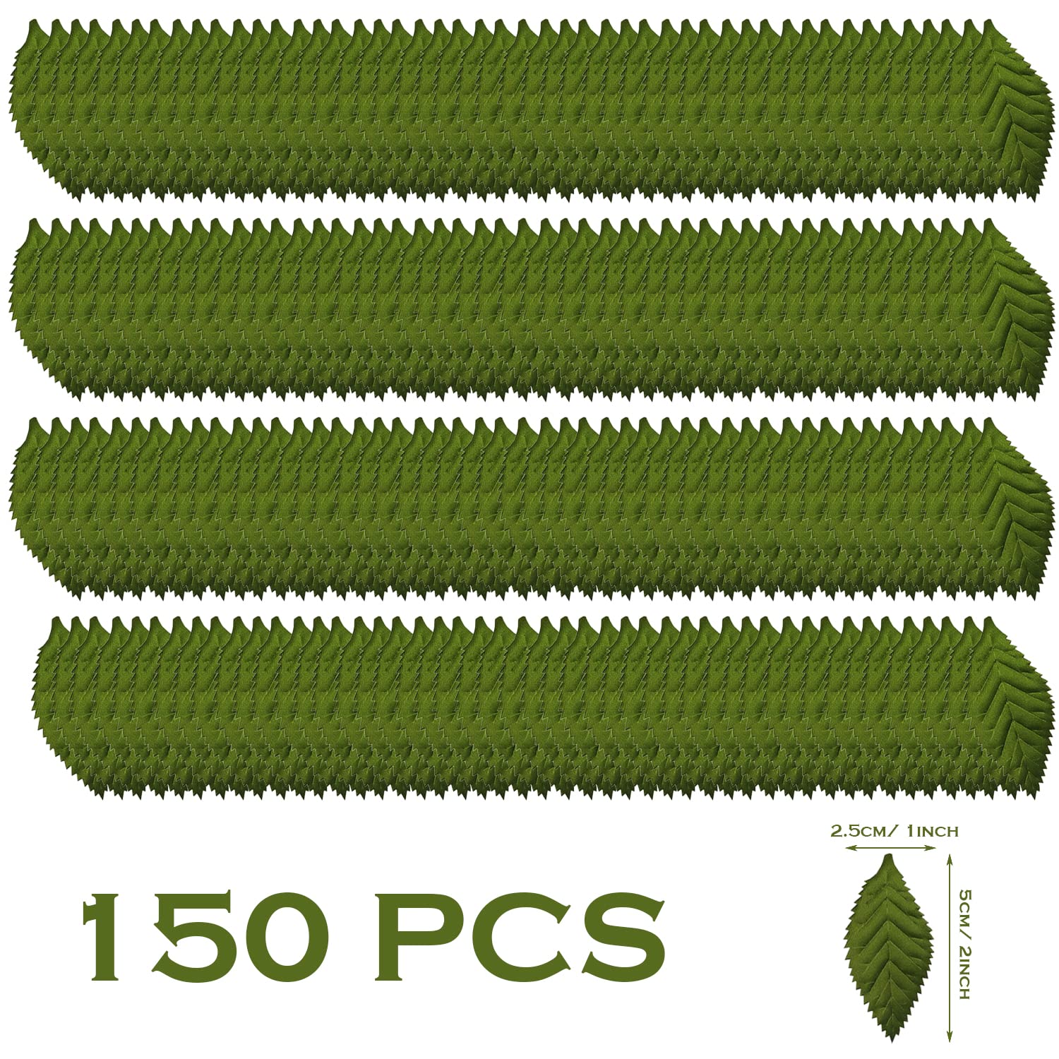 150 Pcs Artificial Silk Green Leaves Fabric Fake Leaves Green Artificial Leaves Silk Rose Leaves For Crafts Scrapbooking Floral Arrangements Home Kitchen Wedding Party Decorations
