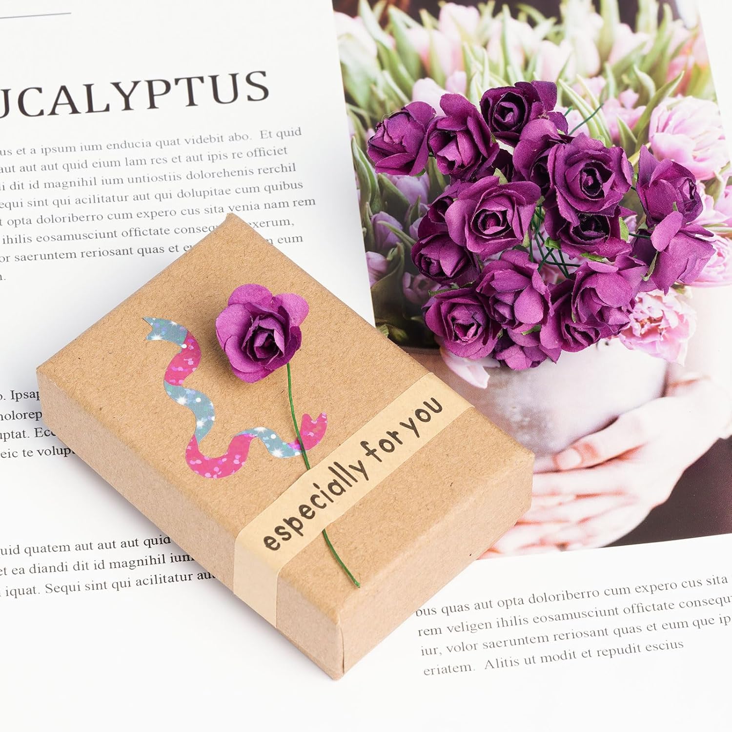 120Pcs Artificial Paper Rose Mini Rose Flower Mini Paper Flower Crafts Artificial Paper Flowers (Random Color)