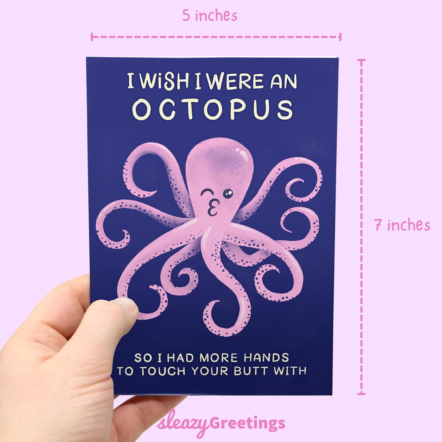 Funny Valentine'S Day Cards For Him Her - Funny Anniversary Cards For Husband Boyfriend - Birthday Card For Girlfriend Wife - I Wish I Were An Octopus Card