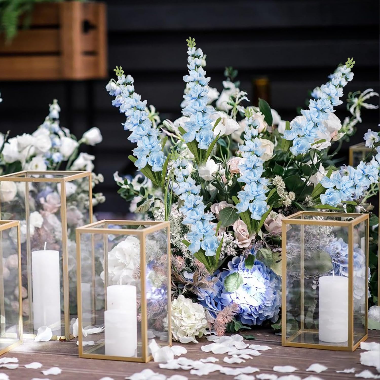 6Pcs Delphinium Artificial Flowers 36.22In Silk Flowers Snapdragon Flowers Hyacinth Artificial Flowers Long Stem Flowers For Wedding Home Floral Centerpieces Decor(Light Blue)