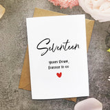 17Th Anniversary Card, Seventeen Years Down Forever To Go, Romantic Valentines Day Wedding Card For Husband Wife