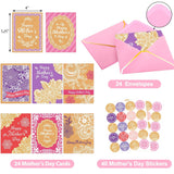 Macrame Mothers Day Cards Kraft Bulk 24 Pack Floral Happy Mother’S Day Greeting Card With Envelopes Gift For Mom