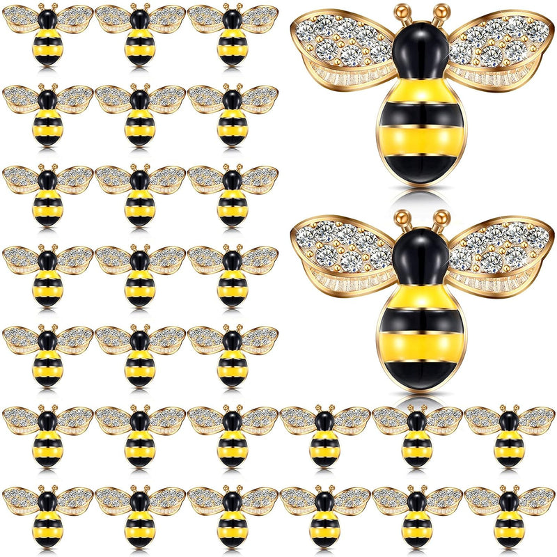 50 Pieces Christma Bee Charms Rhinestone Enamel Craft Embellishments Honeybee