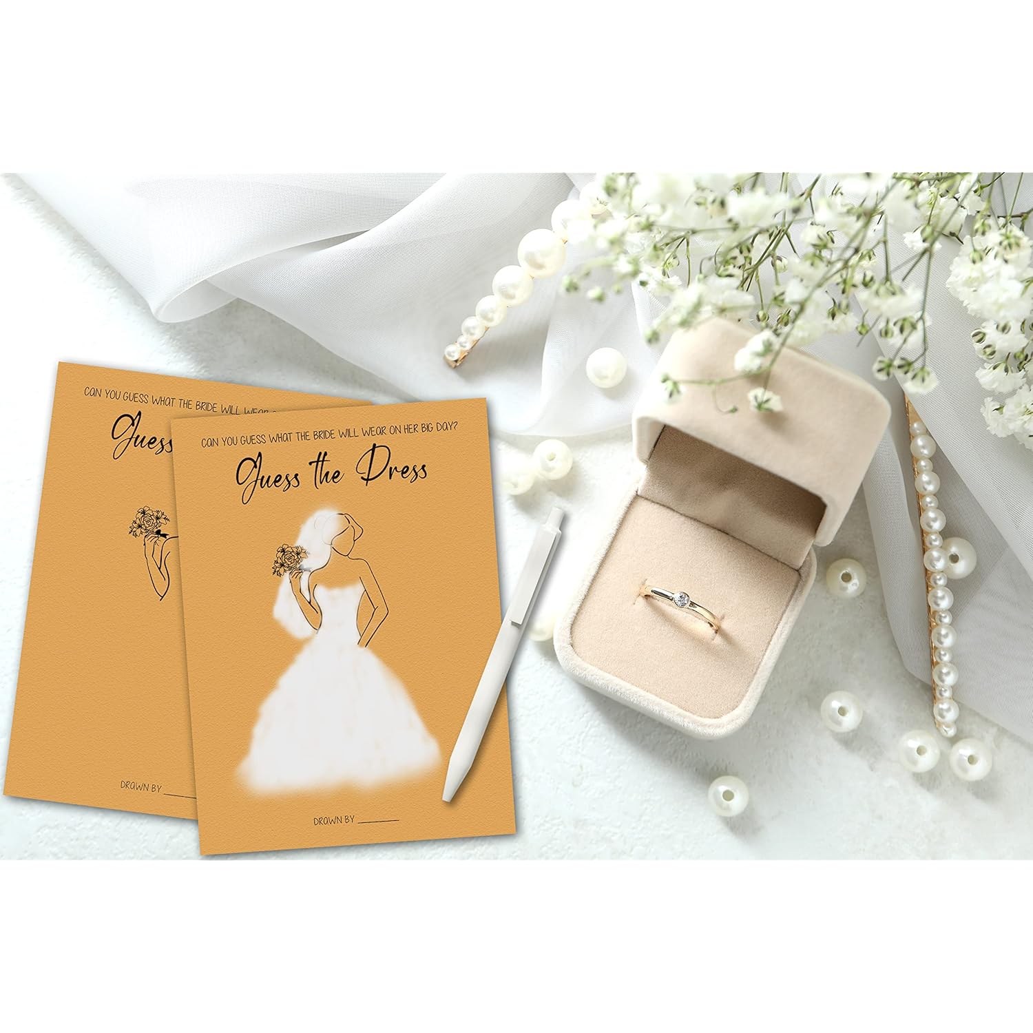 Bridal Shower Game - Find The Dress Cards Games - Unique Wedding Shower Games Ideas - Fun Wedding Party Favor Decor - Engagement/Bachelorette Party Supplies & Activities - 30 Game Cards(D03)