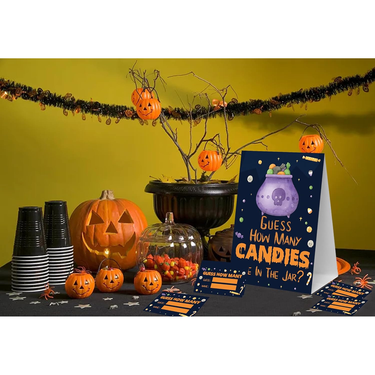 Halloween Baby Shower Decorations,How Many Candies Are In The Jar,Baby Shower Game,Bridal Shower Candy,Halloween Party Favors Supplies,Thanksgiving Party,1 Sign & 50 Cards-D4