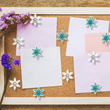 30 Pieces Christmas Snowflake Push Pins, Decorative Cork Board Tacks, 0.9 Inch Thumb Tacks For Bulletin Board, Office Home Winter Christmas Decorations(White, Blue)