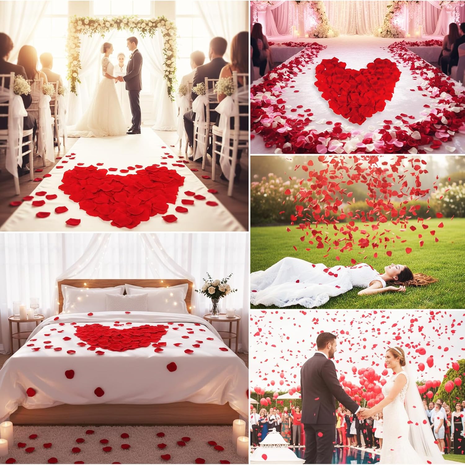 2000 Pcs Red Rose Petals, Artificial Fake Rose Petals For Marry Me, Proposal, Anniversary, Valentine'S Day, Romantic Decorations Special Night, Wedding Table Decor