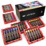 Acrylic Paint Set, 60 Colors (0.74 Oz Tubes) – High-Viscosity, Richly Pigmented Acrylic Paints With 5 Metallic Colors For Canvas, Wood & Mixed Media