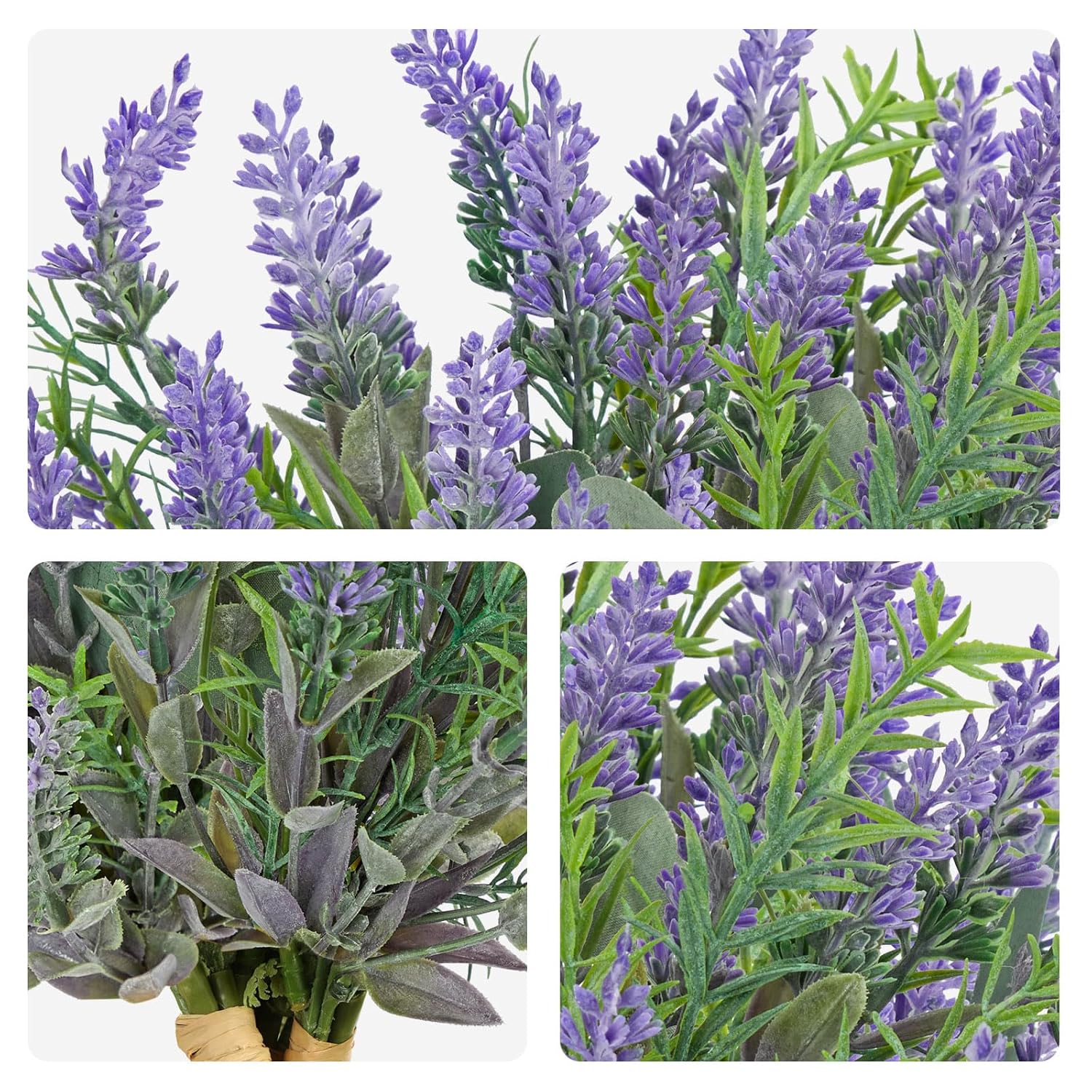 3 Bundles Fake Flowers Artificial Lavender Stems Bouquet Faux Plastic Purple Flowers Plants For Vase Diy Wedding Floral Arrangement Home Table Centerpieces Indoor Outdoor Decor
