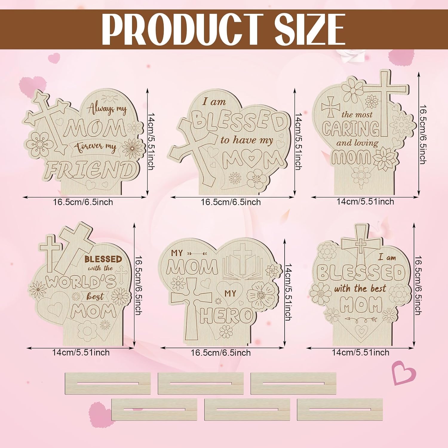 24 Sets Mother'S Day Crafts Bulk Diy Coloring Mother'S Day Table Wood Signs Religious Blessed Mom Gifts Home Party Dinner Table Decoration