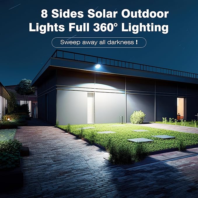 4 Pack 168 LED Solar Flood Lights 6500K IP66 Waterproof Motion Sensor Street Lights