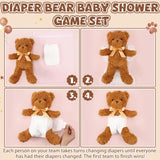 Bear Blindfolded Diaper Changing Baby Shower Games Baby Dolls Diapers For Bridal Shower Gender Reveal Games Prizes Gifts For Adults Boys Girls (Tan,6 Sets)